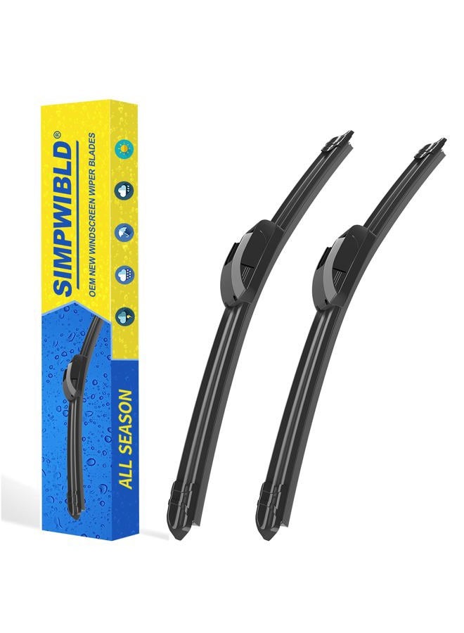 SIMPWIBLD 2 Factory Wiper Blades Replacement For 2001-2004 Ford Escape/2019-2020 Jeep Wrangler Original Equipment Windshield Wiper Blades Set 19"+19" (Set of 2) U/J HOOK - Image 1