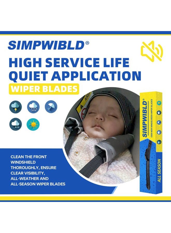 SIMPWIBLD 2 Factory Wiper Blades Replacement For 2001-2004 Ford Escape/2019-2020 Jeep Wrangler Original Equipment Windshield Wiper Blades Set 19"+19" (Set of 2) U/J HOOK - Image 5
