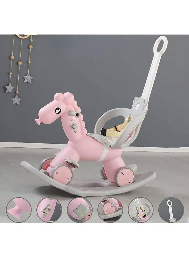 vesus Horse Dual-use Toddler Toy Baby 2-5 Years Old Gift Children Rocking Horse with Music Thickened Wooden Horse - Image 2