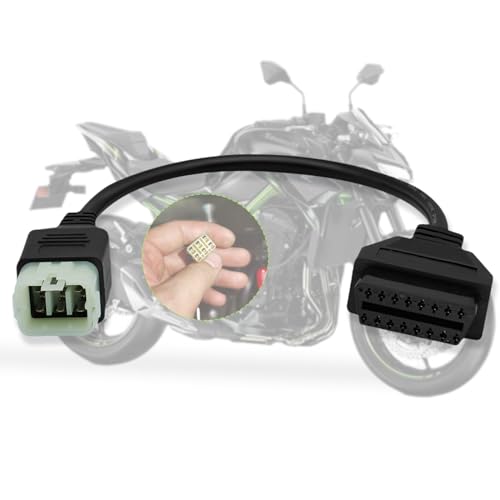 lydesor OBD Adapter Fit for Kawasaki Motorcycle 6pin to 16pin Obdii Diagnostic Tool Cable Connector,Fit for Z900RS/Z800/Z900/Z1000/ZX10R/ZX14R/H2 Motorbike,Work with ELM327 OBD2 Scanner Code Reader - Image 1