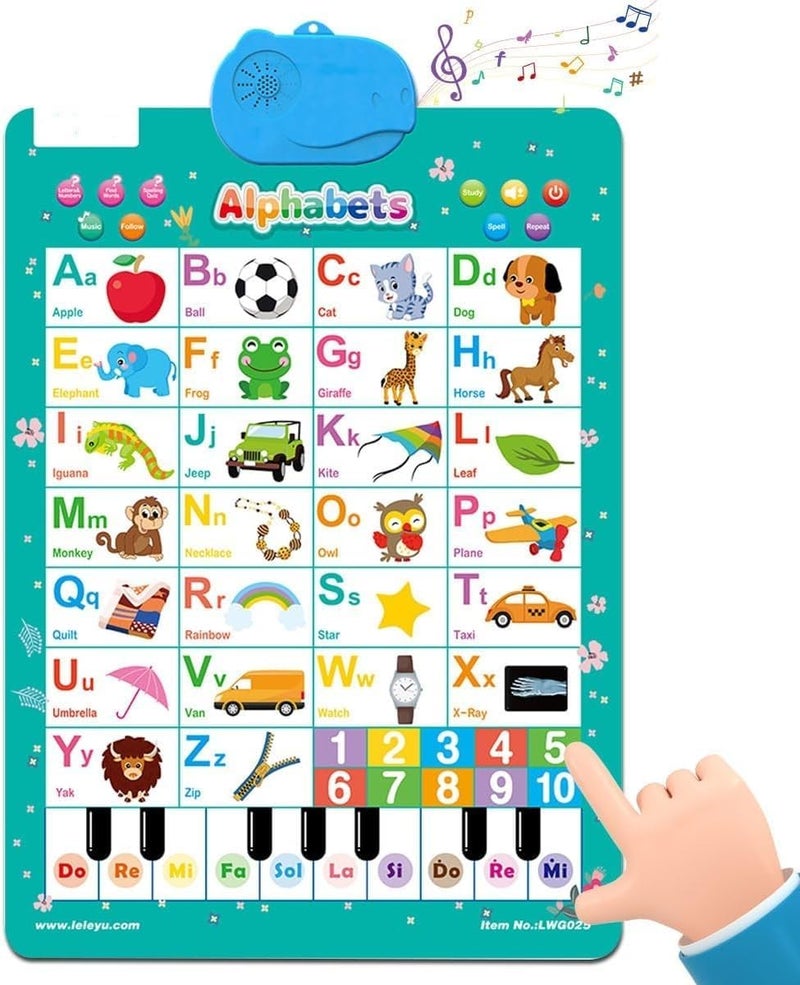 NALACAL ملصق الحروف الأبجدية الإلكتروني من NALACAL، يتحدث ABCs و 123s مع الموسيقى، ملصق تفاعلي لتعلم الحروف والأرقام، لعبة تعليمية بلوحة مفاتيح البيانو للأطفال الصغار، هدايا ما قبل المدرسة للأطفال - Image 1