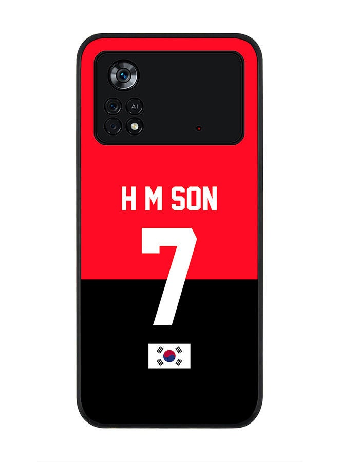 Stylizedd Rugged Black edge case for Poco M4 Pro 4G Slim fit Soft Case Flexible Rubber Edges Anti Drop TPU Gel Thin Cover - Football Team - South Korea Player Name - H M Son - Image 1