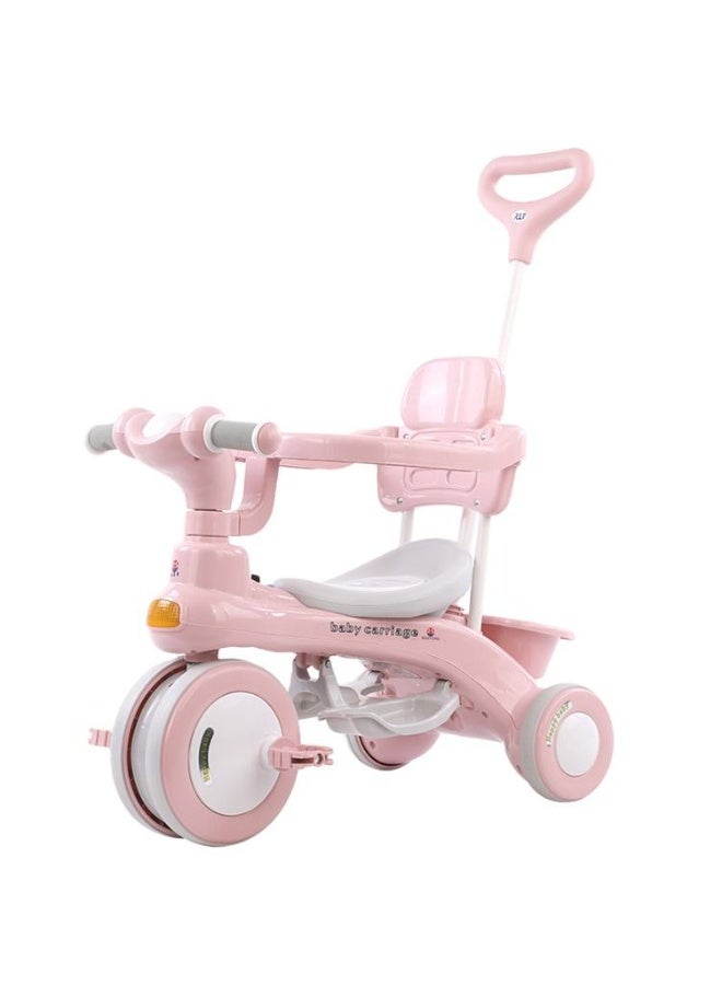 3 In 1 Kids Tricycle kids ABS Foot Pedals Storage Bag Sponge Seat Guardrail And Shock Absorbing Wheels For 1 6 Years Old-Pink - Image 1