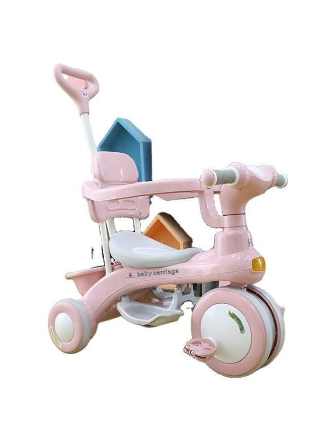 3 In 1 Kids Tricycle kids ABS Foot Pedals Storage Bag Sponge Seat Guardrail And Shock Absorbing Wheels For 1 6 Years Old-Pink - Image 2