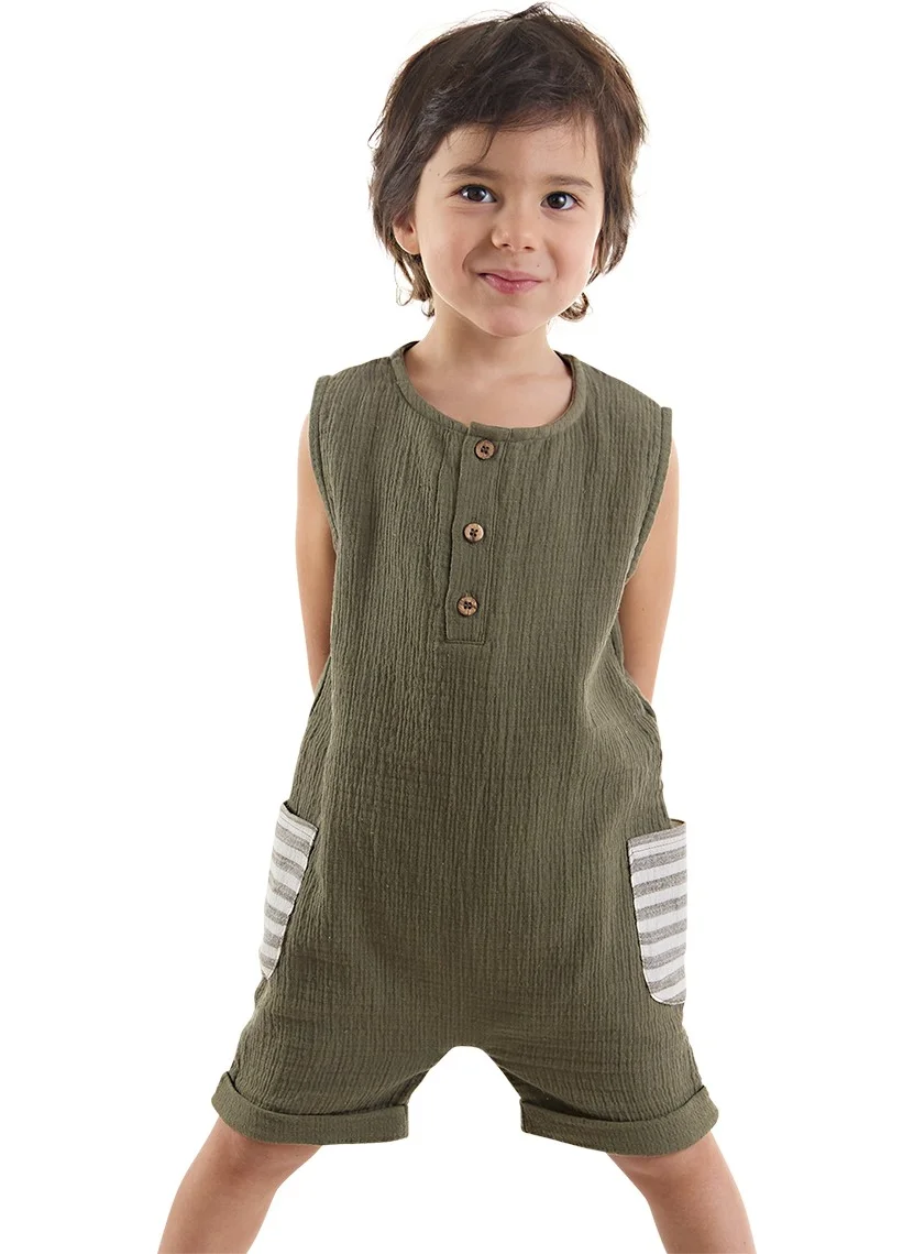 دينوكيدس Baby Boy Green Muslin Jumpsuit