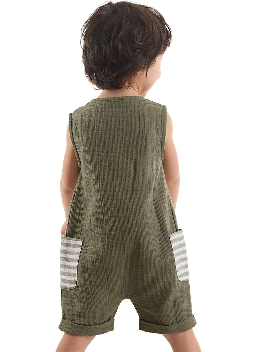 دينوكيدس Baby Boy Green Muslin Jumpsuit