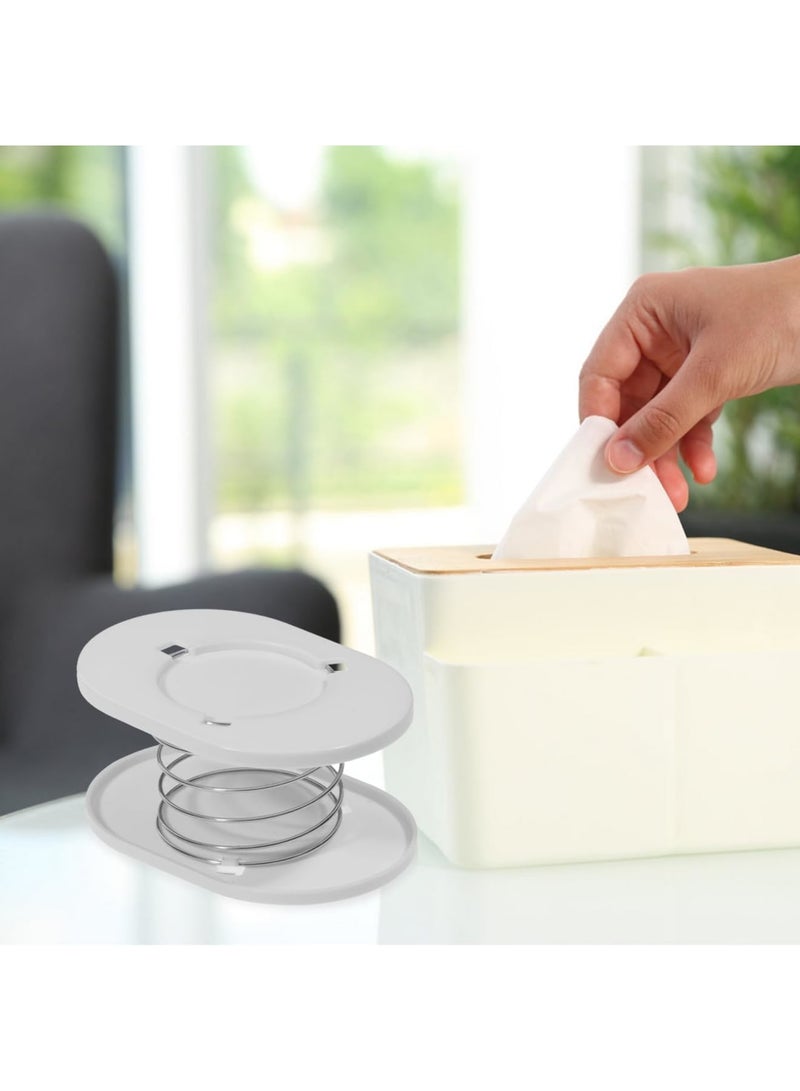SYOSI Tissue Box Holder, 2-Pack Elastic Spring Lifter for Easy Access Disposable Tissue Organizer, Durable PP Material, Stable Compact Design 11X7.5X6.5 cm for Home Office Kitchen Car White - Image 5
