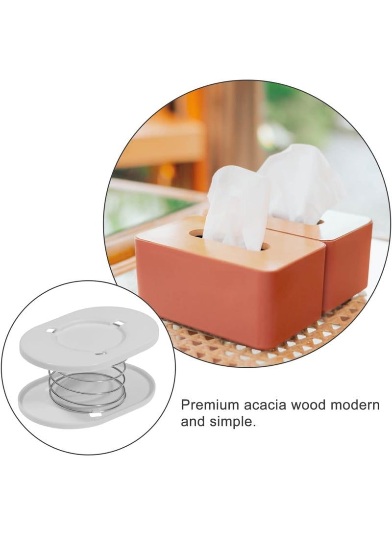 SYOSI Tissue Box Holder, 2-Pack Elastic Spring Lifter for Easy Access Disposable Tissue Organizer, Durable PP Material, Stable Compact Design 11X7.5X6.5 cm for Home Office Kitchen Car White - Image 4