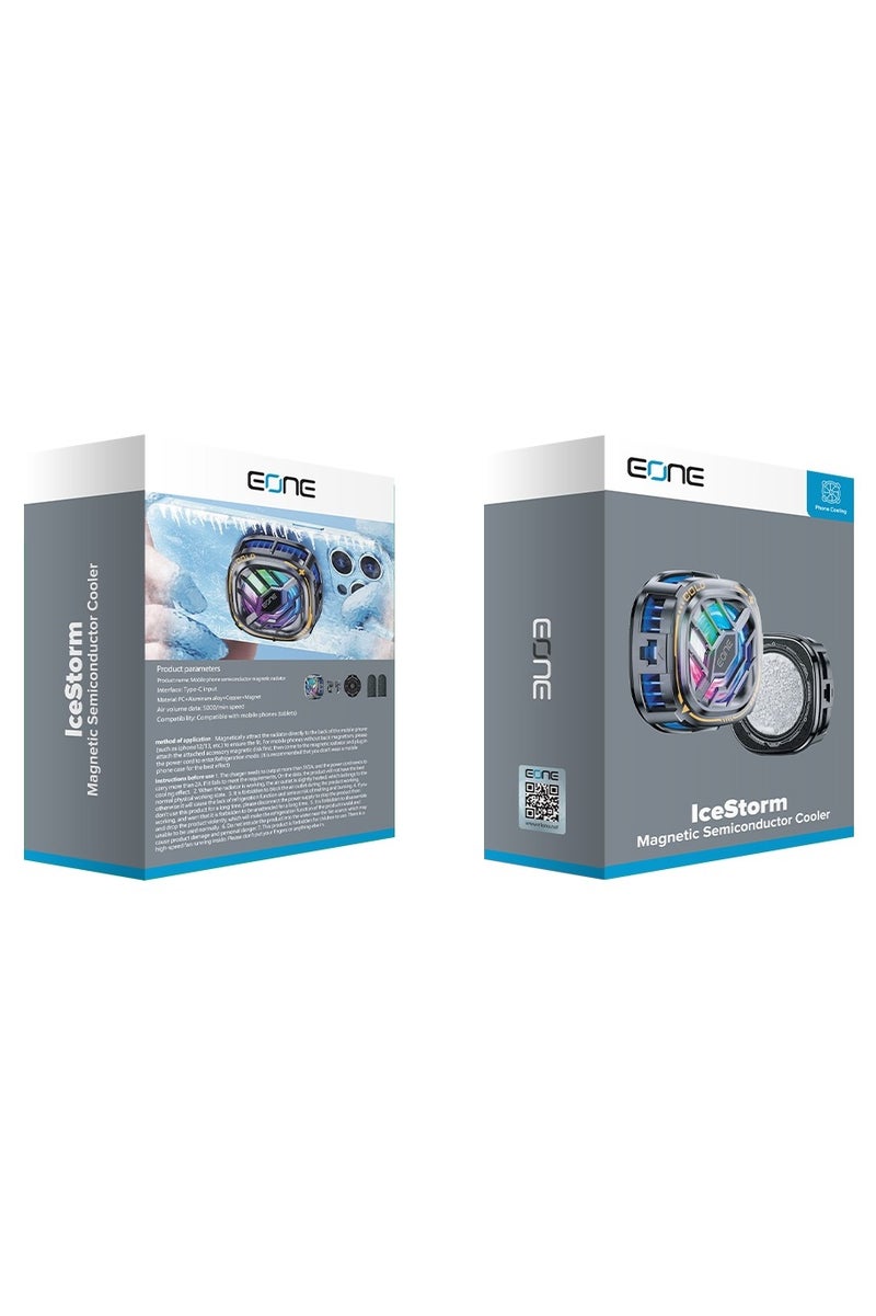 Eone Gaming Phone Cooler – EONE IceStorm – Maximum Cooling Power with Innovative Magnetic Design Say goodbye to phone lag and automatic brightness reduction caused by overheating. - Image 4