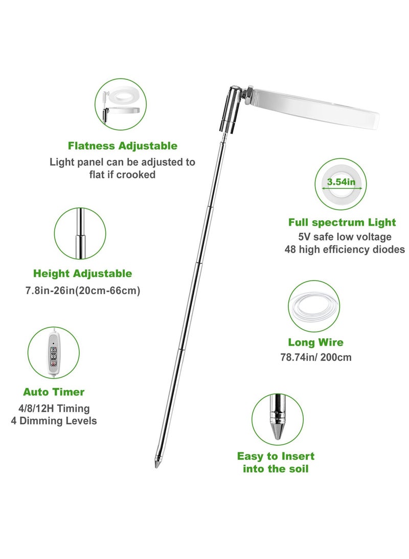 2 Pcs Grow Lights for Indoor Plants, Height Adjustable Plant Growing Lamp with Auto On/Off Timer, Full Spectrum LED Plant Light with 4 Dimmable Brightness for Small Plants - Image 4