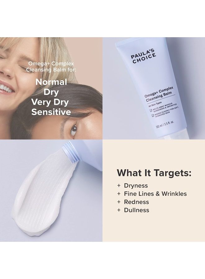 PAULA'S CHOICE بلسم تنظيف أوميغا المعقد، غسول وجه مزدوج التنظيف ومزيل مكياج يومي، مناسب للبشرة الجافة والحساسة، خالي من الزيوت المعدنية، خالي من البارابين وخالي من العطور، 3.5 أونصة سائلة - Image 4