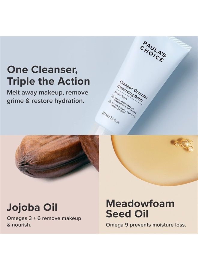 PAULA'S CHOICE بلسم تنظيف أوميغا المعقد، غسول وجه مزدوج التنظيف ومزيل مكياج يومي، مناسب للبشرة الجافة والحساسة، خالي من الزيوت المعدنية، خالي من البارابين وخالي من العطور، 3.5 أونصة سائلة - Image 3