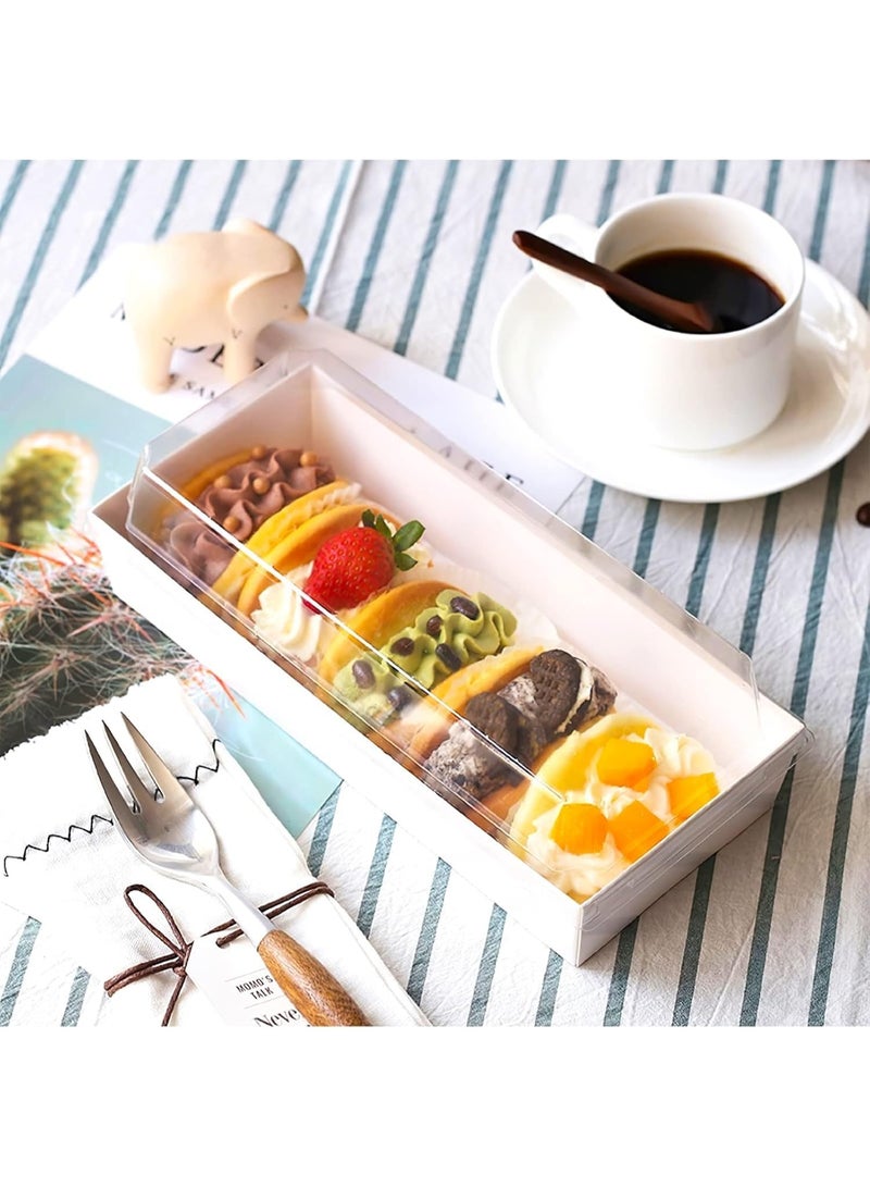 50 Pack Paper Sandwich Boxes with Clear Secure Lids – Charcuterie Boxes, 19 cm Long White Disposable Food Containers for Bakery, Desserts, Strawberries, Cake Slices & Cookies - Image 3
