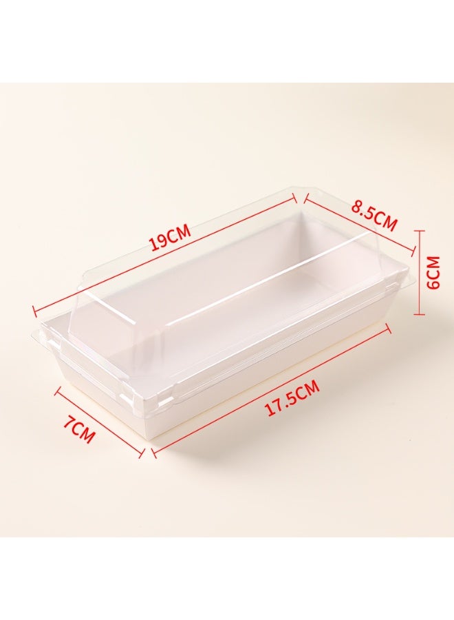 50 Pack Paper Sandwich Boxes with Clear Secure Lids – Charcuterie Boxes, 19 cm Long White Disposable Food Containers for Bakery, Desserts, Strawberries, Cake Slices & Cookies - Image 2
