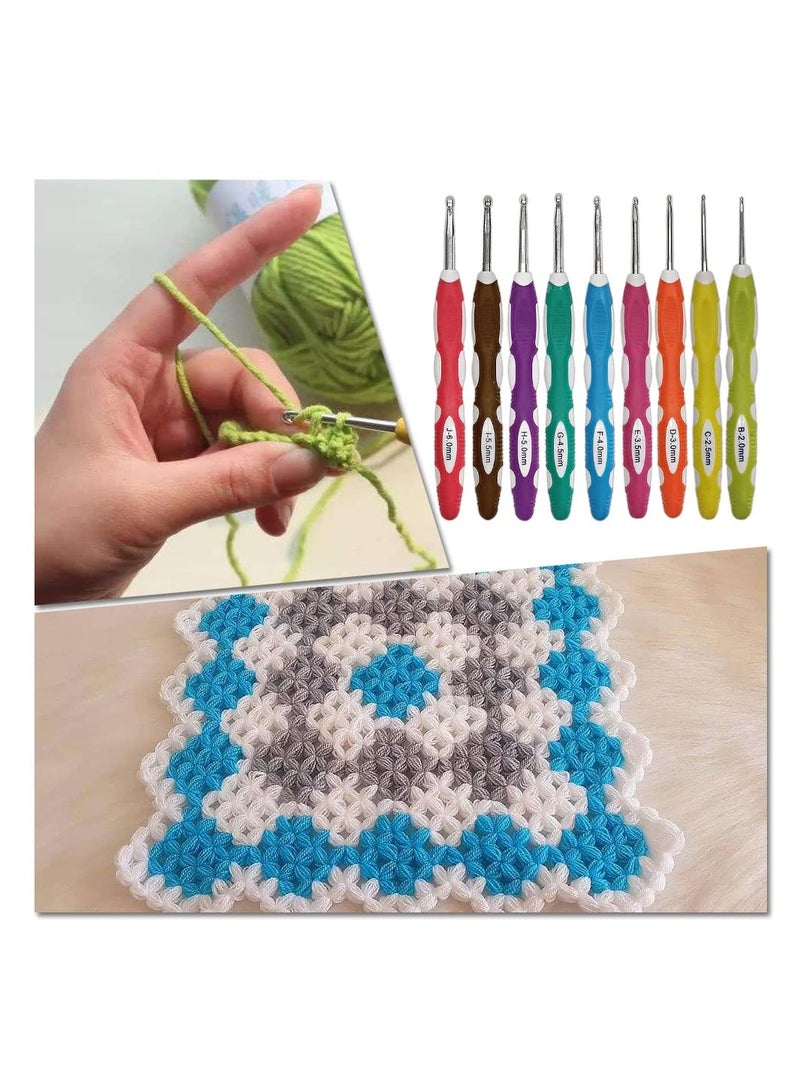 SOLARAE 9 Pcs Large Size Crochet Hooks Set, Ergonomic Crochet Hooks Sets Soft Grip, 2.0mm 2.5mm 3.0mm 3.5mm 4.0mm 4.5mm 5.0mm 5.5mm 6.0mm, Crochet for Arthritic Starter Beginners - Image 2