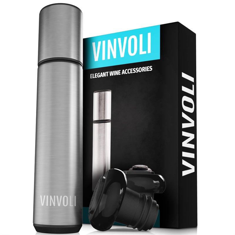 VINVOLI Wine Preserver Set  Deluxe 2025 Wine Vacuum Pump with 2 Reusable Wine Stoppers  Wine Sealer and Wine Saver to Keep Wine Fresh Longer  Professional Quality for Wine Lovers and Sommeliers