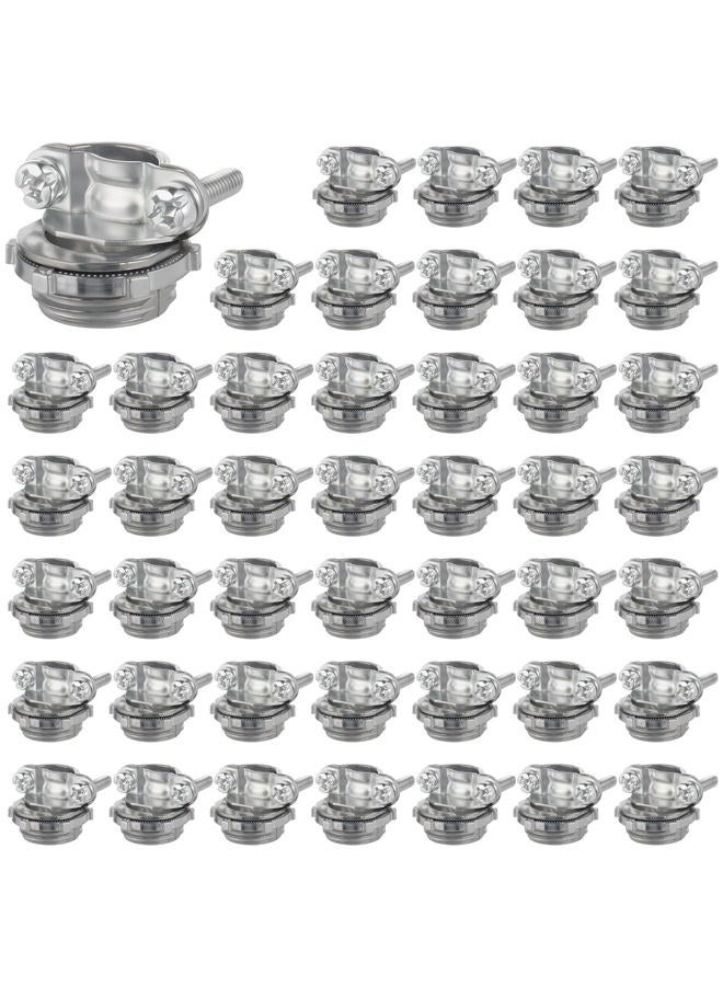 WENORA 50 Pack 1/2 inch Clamp Type Cable Connectors, Zinc Alloy Wire Clamps for NM Cables, Electric Wires, Metallic Conduit, Electrical Box, Silver - Image 1