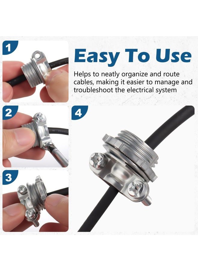 WENORA 50 Pack 1/2 inch Clamp Type Cable Connectors, Zinc Alloy Wire Clamps for NM Cables, Electric Wires, Metallic Conduit, Electrical Box, Silver - Image 5