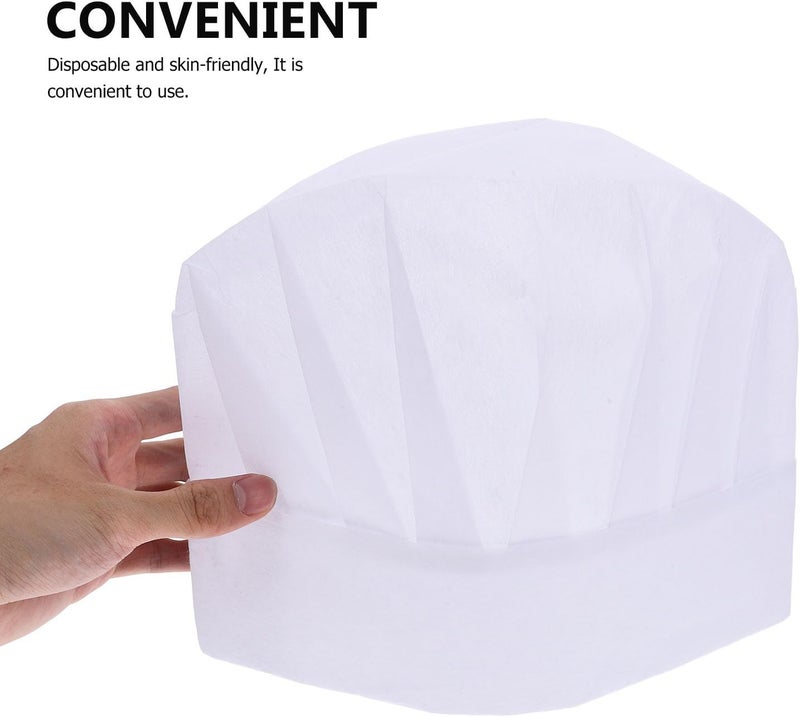 GALPADA 20pcs Disposable Chef Hats White Paper Baking Cap Lightweight Kitchen Headgear for Boys Cooking Class Party - Image 3