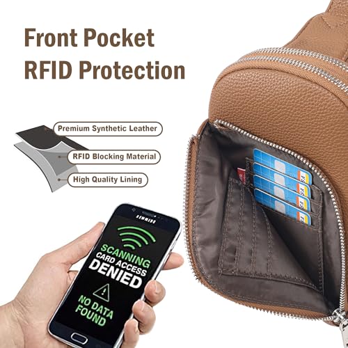 INICAT RFID Blocking Sling Bag Anti Theft Crossbody Bags for Women Travel Fanny Pack Cross Body for Woman Chest Bag(Brown) - Image 3