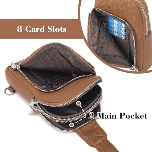 INICAT RFID Blocking Sling Bag Anti Theft Crossbody Bags for Women Travel Fanny Pack Cross Body for Woman Chest Bag(Brown) - Image 5