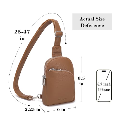 INICAT RFID Blocking Sling Bag Anti Theft Crossbody Bags for Women Travel Fanny Pack Cross Body for Woman Chest Bag(Brown) - Image 2
