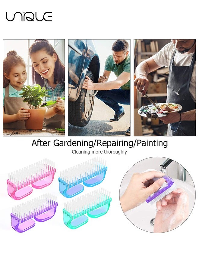 Unique - 4 Piece Handle Nail Brush, Fingernail Cleaning Brush, Nail Art Tool, Toe & Nail Cleaning Brush, Hand Scrub Brush Cleaning Brush Kit for Toes, Shower, Garden, Pets, Kids & Women & Men - Image 1