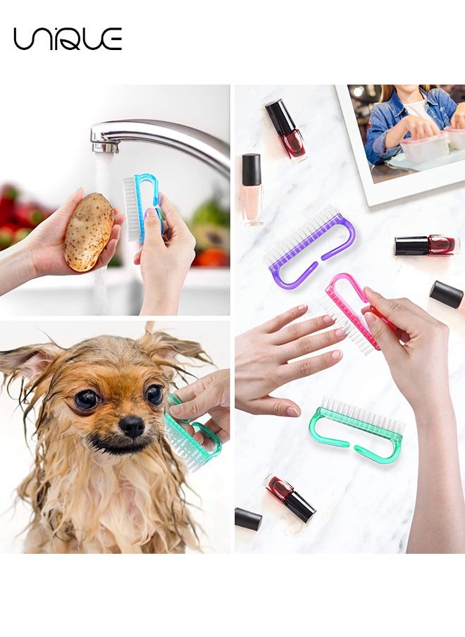 Unique - 4 Piece Handle Nail Brush, Fingernail Cleaning Brush, Nail Art Tool, Toe & Nail Cleaning Brush, Hand Scrub Brush Cleaning Brush Kit for Toes, Shower, Garden, Pets, Kids & Women & Men - Image 1