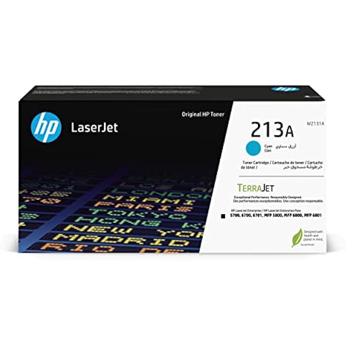 213A CYAN ORIGINAL LASERJET TONER CARTRIDGE, W2131A. WORKS WITH LASERJET ENTERPRISE 5700, 5800, 6700, 6701, 6800, 6801 - Image 1