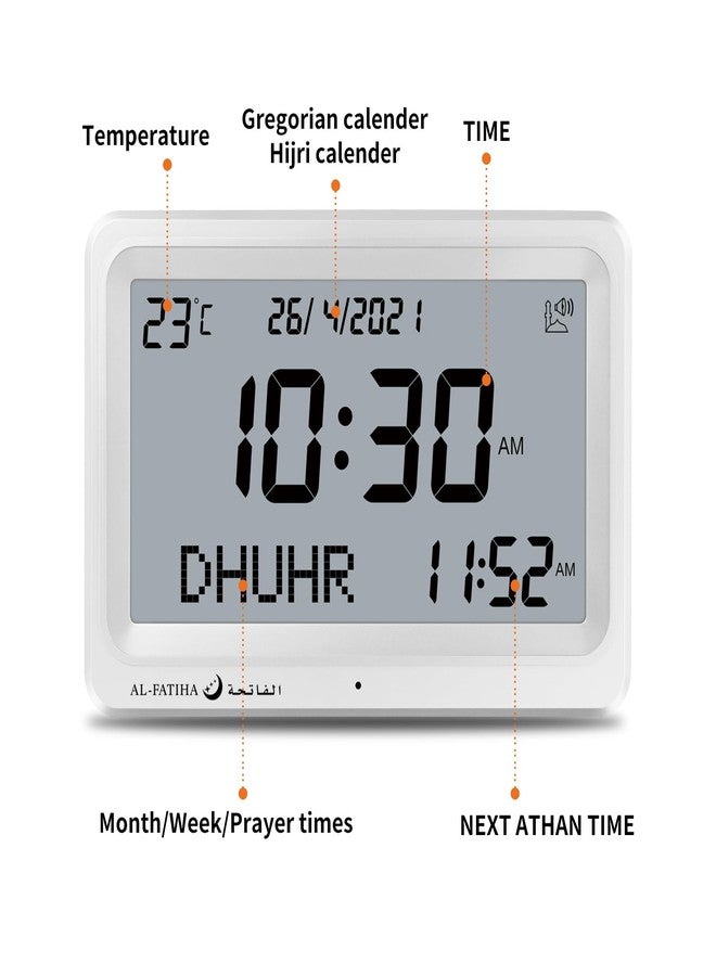 OUD Bukhoor Azan Clock, Automatic Worldwide Digital 8 Azan Prayer Sounds Muslim Prayer Clock for USA Home Decor (White) - Image 2