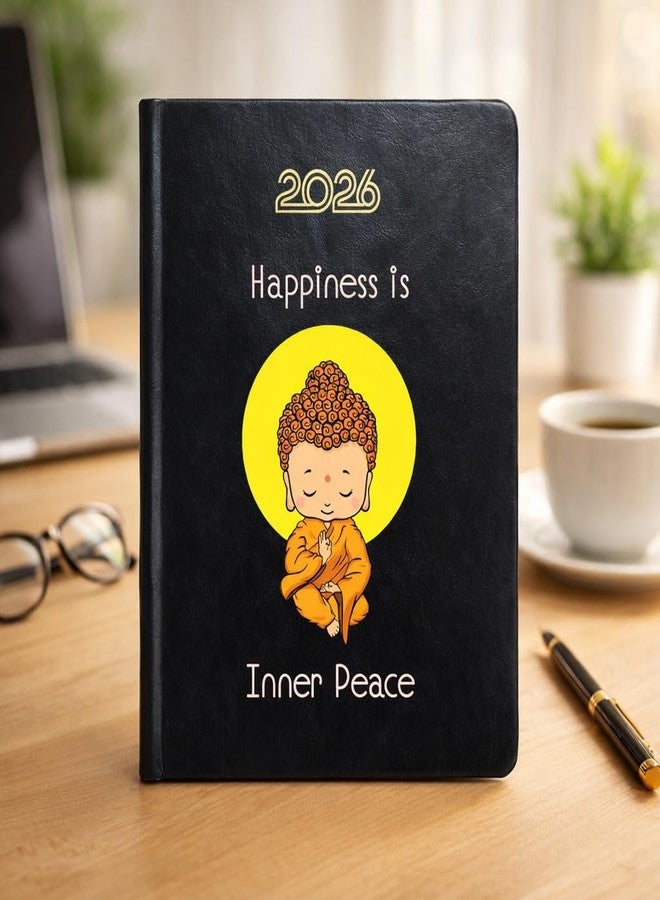 Castleore Printed Executive Notebook Diary 2026 PU Foam Padded Artificial Leather Cover A5 Size 8.3 inch x 6 inch Premium Paper Quality 365 Pages Daily Monthly Planner with Dates (Inner Peace Black 2026) - Image 2