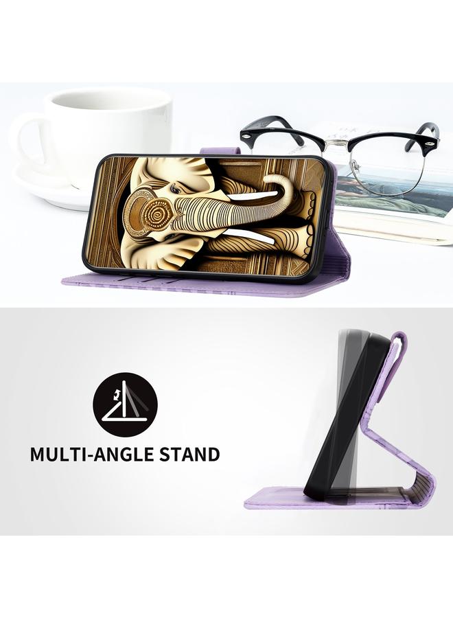 S-TOP Case For OPPO A94 5G/F19 Pro/F19 Pro+ 5G/A94 4G Elephant Head Embossed Phone Leather Case with Lanyard - Image 4