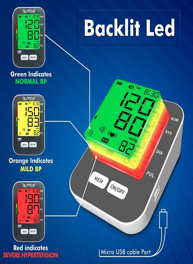 OTICA BP Monitor Most Accurate Arm Blood Pressure Monitor with USB and AA Cell(100% Accurate), Grey - Image 3