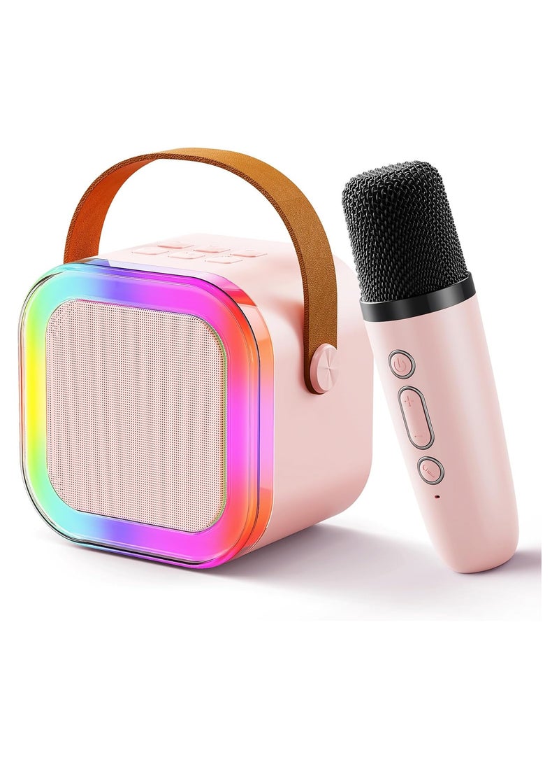 Generic KIDSZONE Mini Karaoke Machine for Kids,Portable Bluetooth Speaker with Wireless Microphone, Gifts Toys for Girls 4, 5, 6, 7, 8, 9, 10 +Year Old Birthday Family Home Party(Pink)  - Image 1