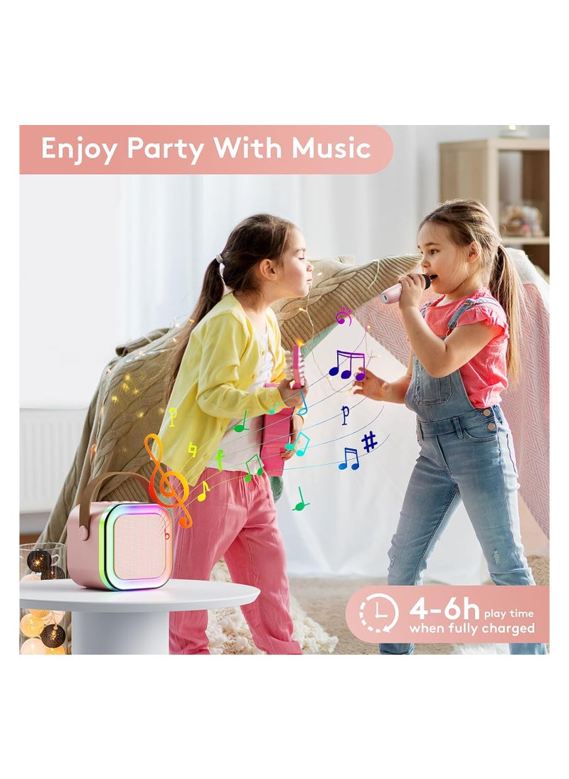 Generic KIDSZONE Mini Karaoke Machine for Kids,Portable Bluetooth Speaker with Wireless Microphone, Gifts Toys for Girls 4, 5, 6, 7, 8, 9, 10 +Year Old Birthday Family Home Party(Pink)  - Image 2