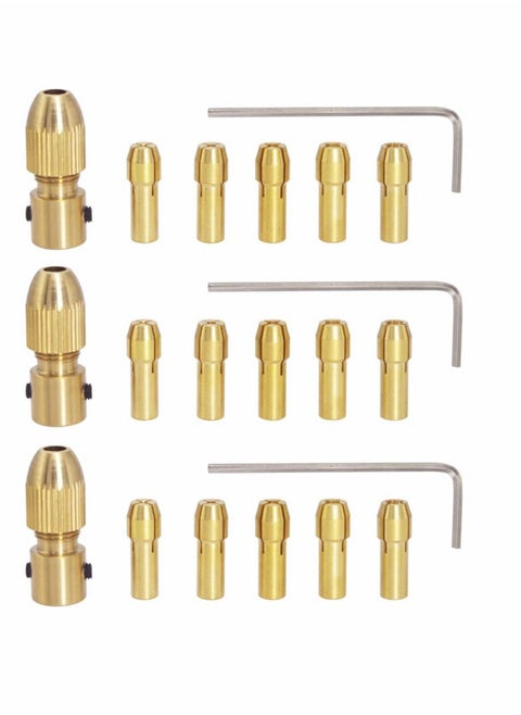 Micro Drill Collet Set 0.5-3mm Mini Drill Collet Small Brass Collet with Allen Wrench for 2.35mm Rotary Tools (3 Sets)
