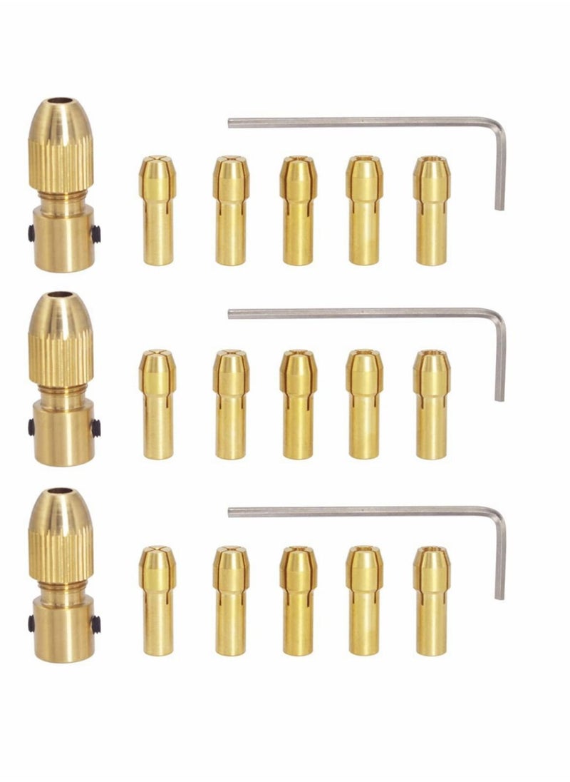 Excefore Micro Drill Collet Set 0.5-3mm Mini Drill Collet Small Brass Collet with Allen Wrench for 2.35mm Rotary Tools (3 Sets)  - Image 1