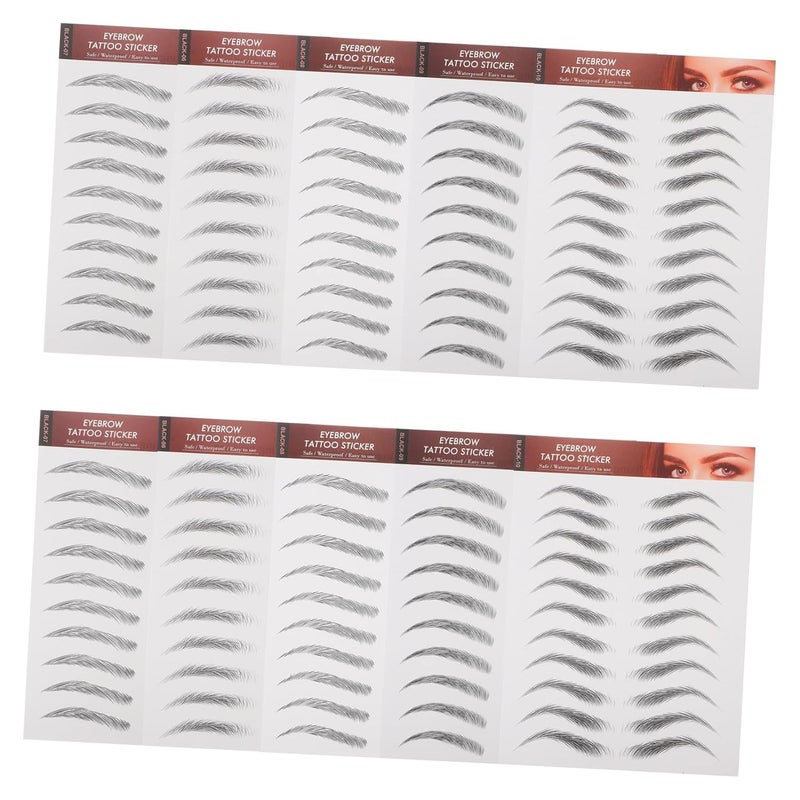 Mikinona 10pcs Hair-like Eyebrow Stickers for Natural Look Black Color Easy to Apply Realistic Artificial Eyebrows for Makeup and Grooming - Image 1