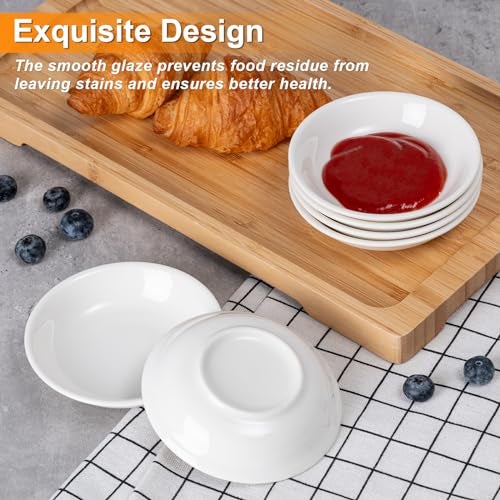 Eisinly 6 Pack Dip Bowls, 3 OZ Ceramic Soy Sauce Dish, White Dipping Sauce Bowls Small Dishes Serving for Tomato Sauce, Soy, BBQ Party Supplies - Image 5