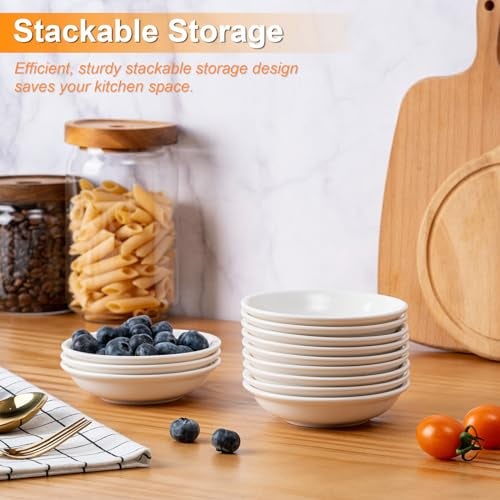 Eisinly 6 Pack Dip Bowls, 3 OZ Ceramic Soy Sauce Dish, White Dipping Sauce Bowls Small Dishes Serving for Tomato Sauce, Soy, BBQ Party Supplies - Image 4