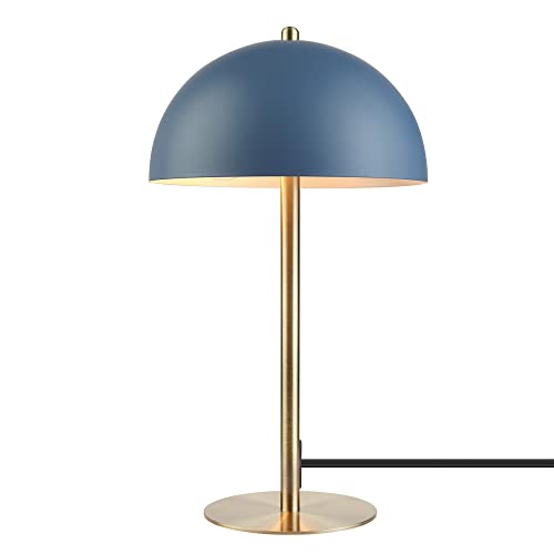 Globe Electric 52942 15 Blue Desk Lamp with Brass Accents inLine OnOff Rocker Switch Ideal for Bedroom Office Decor Home Essentials Reading Light LED Bulb Compatible - Image 1