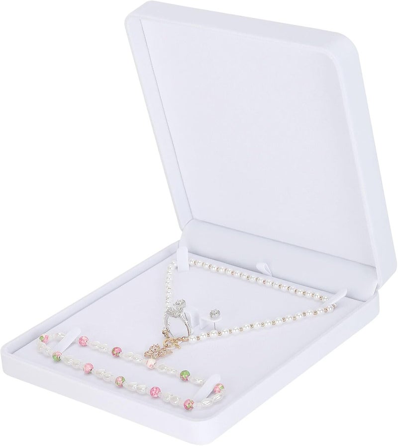 Velvet Jewelry Set Box, Velvet Gift Box for Bracelet Necklace Earring Ring (White)