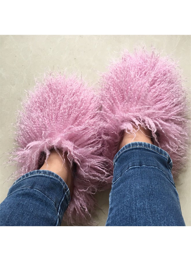 New Imitation Tan Sheep Fur Warm Women's Cotton Slippers Snow Boots Mongolian Fur Slid
