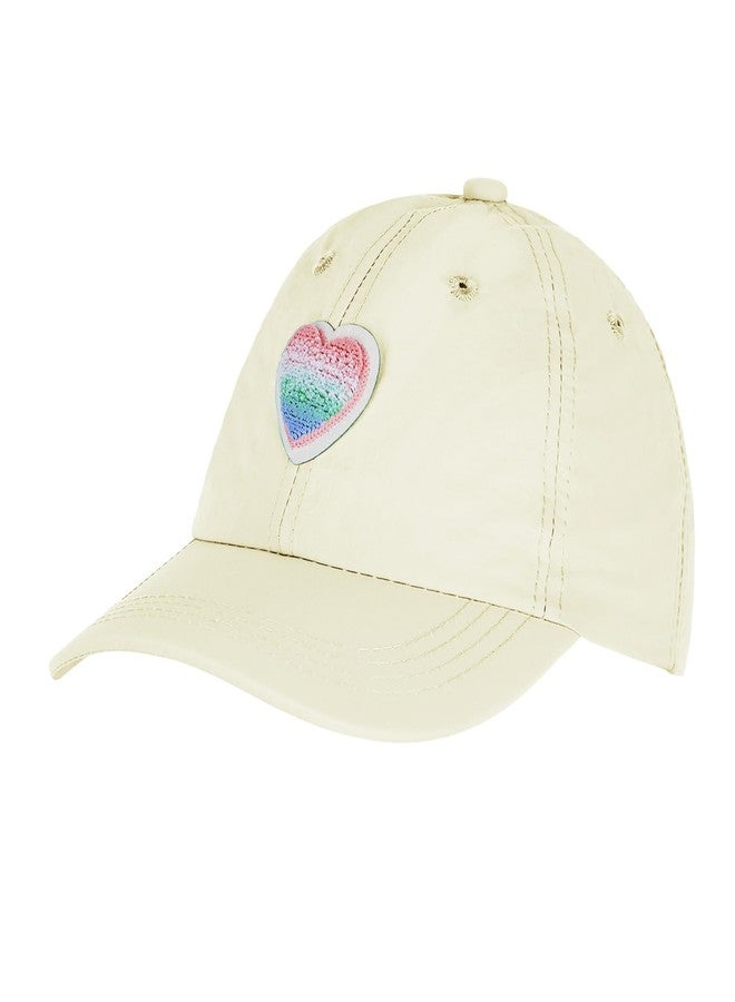 PURFUN Kids Gradient Color Heart Baseball Cap Little Girls Boys Breathable Cotton Sun Protection Visor Hats Headwear Anti-UV Wide Brim Cycling Travel Beach Peak Caps Topee for 3-7 Yrs Beige - Image 4