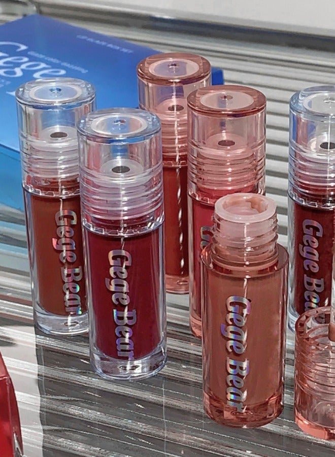 Gege bear 3Pcs lip glaze set, non-stick water-glossy mirror lip glaze, natural moisturizing - bright red, rose pink, nude - Image 1