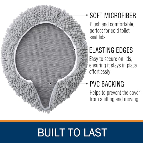 Arotive Soft Chenille Bathroom Toilet Lid Cover 17.5x15, Machine Washable Seat Covers, Stays in Place Non-Slip Backing, Fits Most Round, Elongated and Oblong Lids, Accessories Decor, Light Grey - Image 4