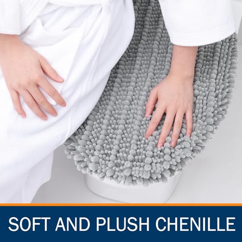 Arotive Soft Chenille Bathroom Toilet Lid Cover 17.5x15, Machine Washable Seat Covers, Stays in Place Non-Slip Backing, Fits Most Round, Elongated and Oblong Lids, Accessories Decor, Light Grey - Image 3