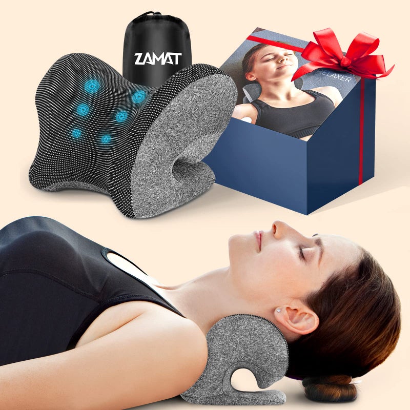 ZAMAT Neck and Shoulder Relaxer w/Magnetic Therapy Pillowcase, Neck Stretcher Chiropractic Pillows for Pain Relief, Cervical Traction Device for Relieve TMJ Headache Muscle Tension Spine Alignment - Image 1
