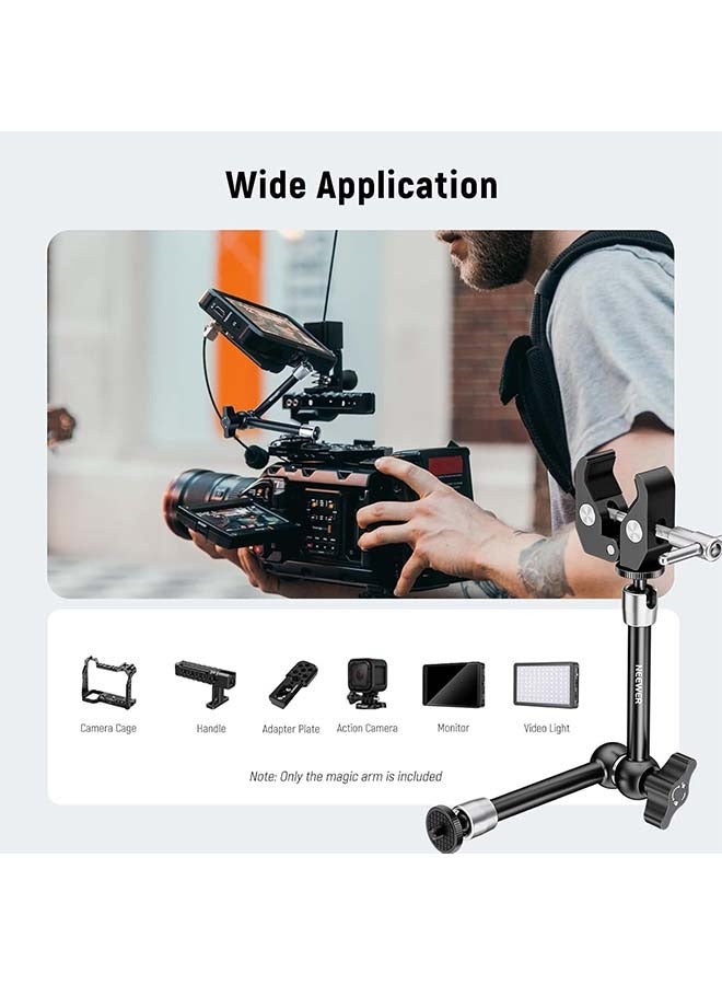 NEEWER 9.8"/25cm Adjustable Magic Arm with Super Clamp, 1/4" & 3/8" Threads, 1/4" Screws for Flash/LED Light/Microphone/Monitor, Compatible with SmallRig Camera Cage, Max Load: 4.4lb/2kg, ST25C - Image 3