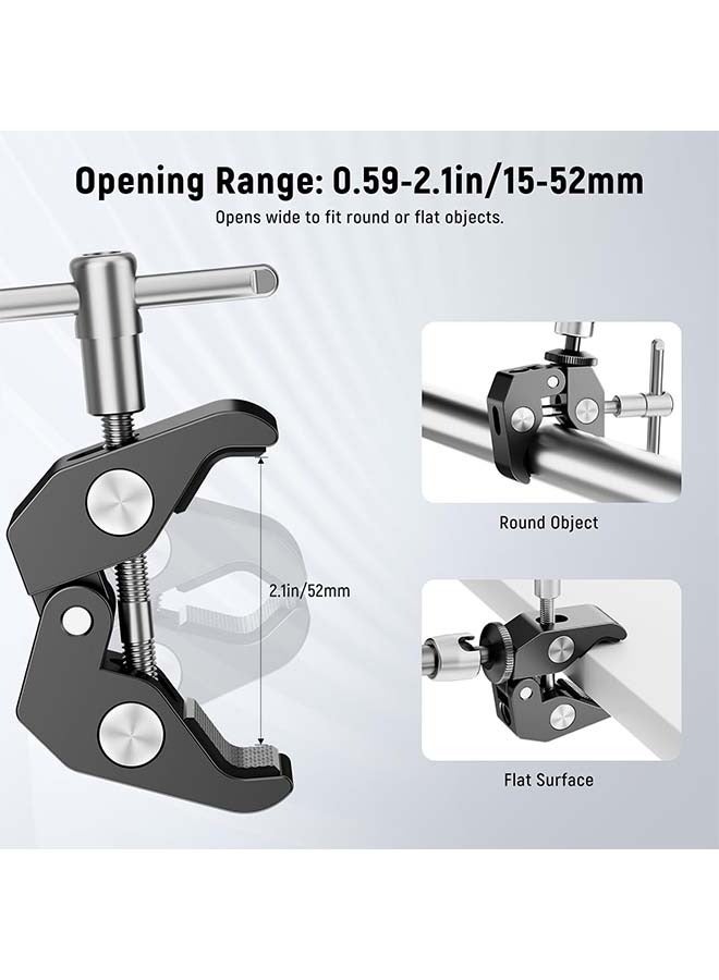 NEEWER 9.8"/25cm Adjustable Magic Arm with Super Clamp, 1/4" & 3/8" Threads, 1/4" Screws for Flash/LED Light/Microphone/Monitor, Compatible with SmallRig Camera Cage, Max Load: 4.4lb/2kg, ST25C - Image 2